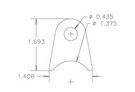 4130 1/8" THK, 7/16" HOLE, 7/8" HT, 1 3/8" TUBE RADIUS CHASSIS TAB - QTY 20